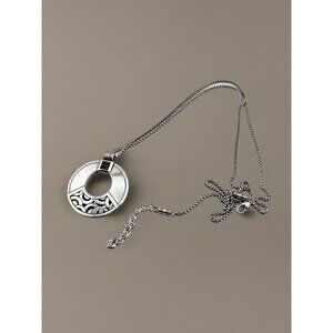 BRIGHTON “Bloc Haus” Silver-Plated Crystal Revers. 38” Pendant Necklace w Pouch